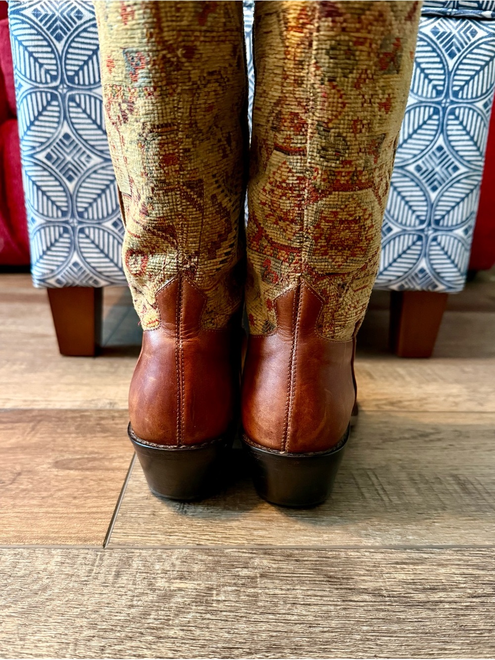 VINTAGE J Jill Leather Tapestry western Boots 7 EUC - Picture 4 of 8